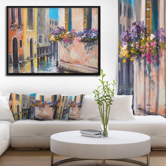 Designart - Canal in Venice with Flowers